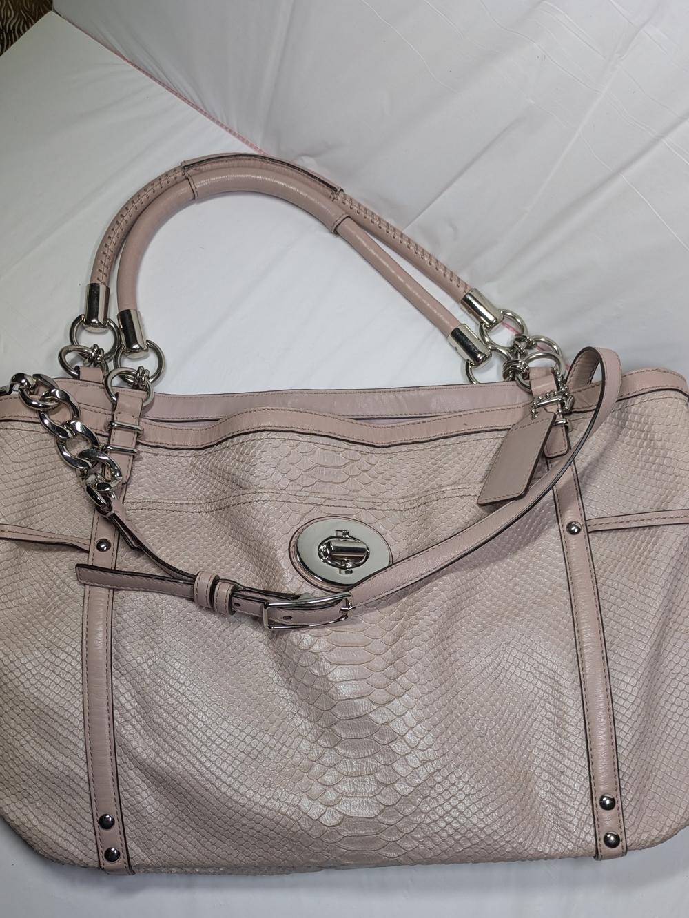Coach Audrey Blush Pink Leather Tote Bag - Picture 3 of 16
